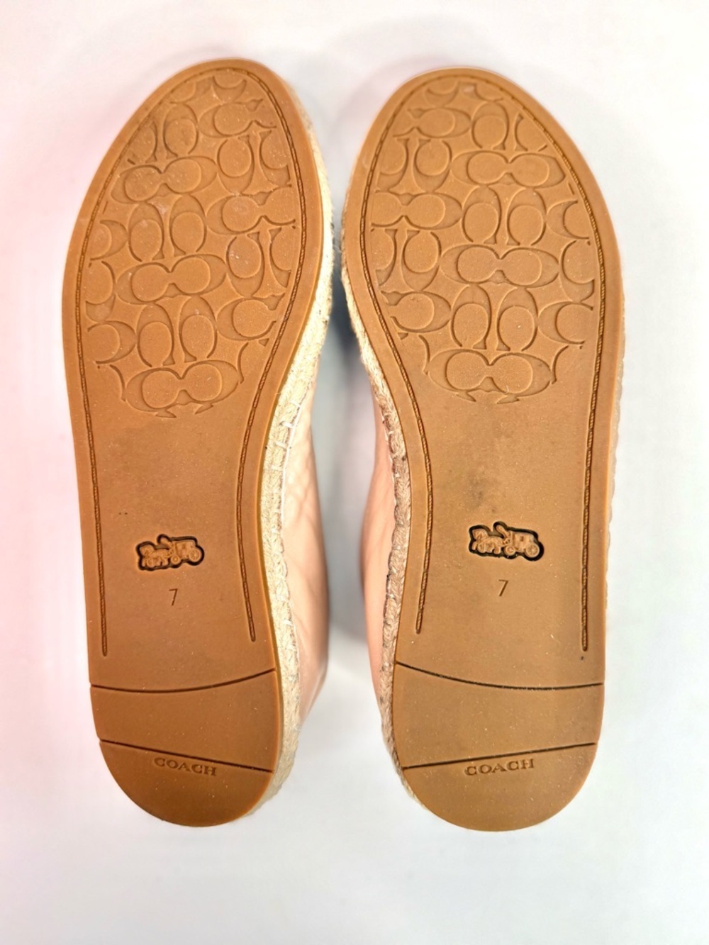 COACH Camryn Beige Black Leather Espadrille Slip On Loafers Size 7 - Picture 10 of 16
